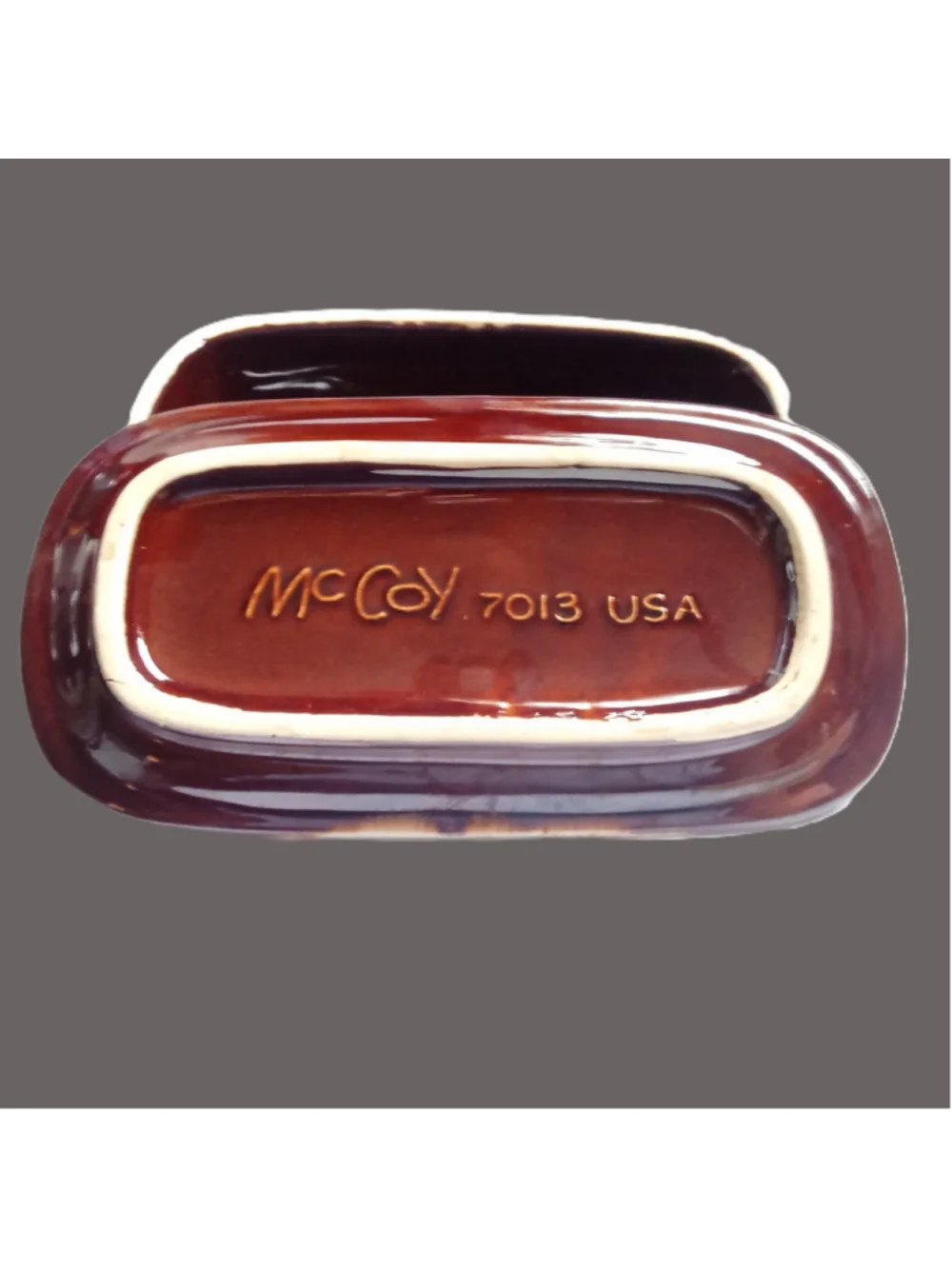 Vintage McCoy Butter Dish Brown Drip Glaze
